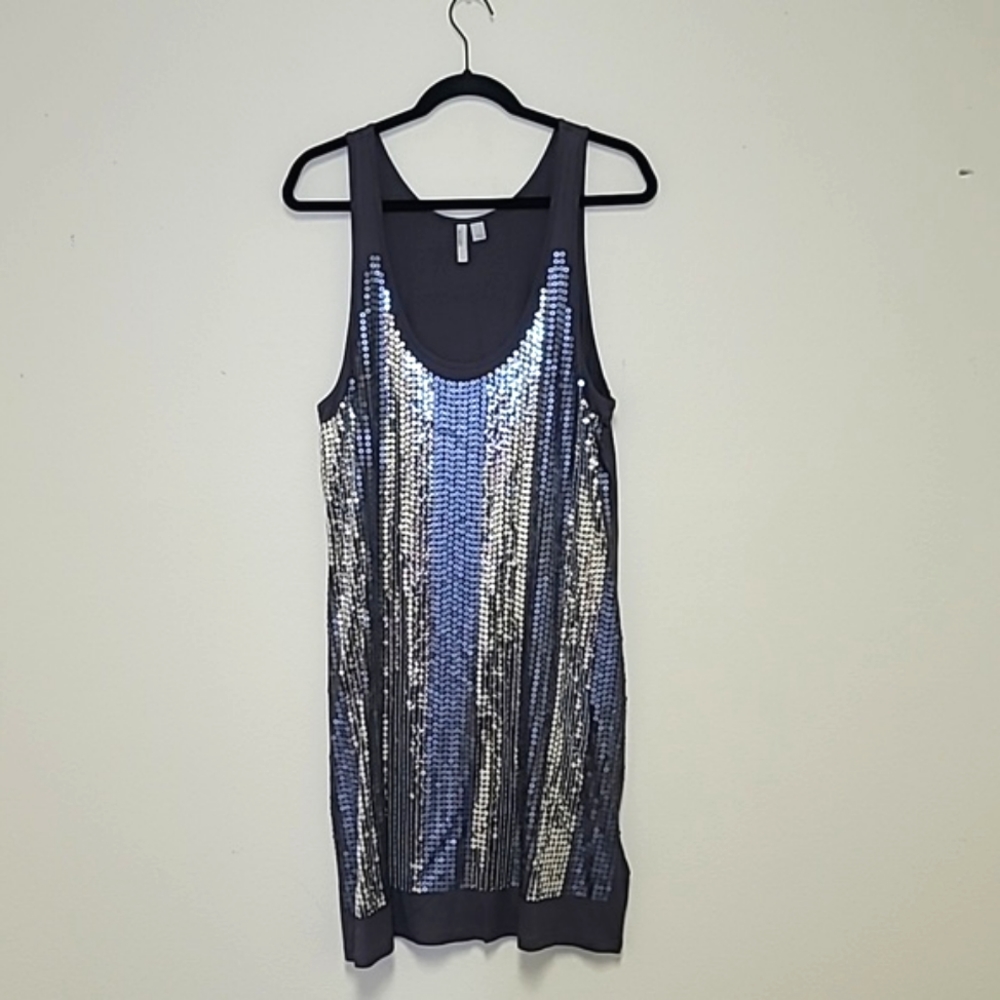Old Navy Gray & Silver Sequin Tank Dress